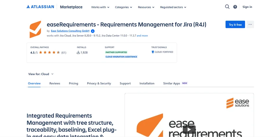 easeRequirements - Requirements Management for Jira (R4J) screenshot